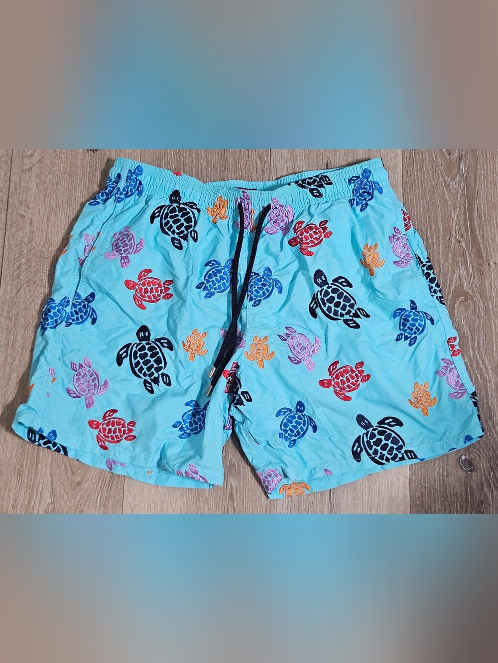 Vilebrequin Moorea Turtle Print Swim Trunks Shorts Blue size XL - Picture 3 of 8